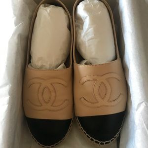 CHANEL leather espadrilles flats